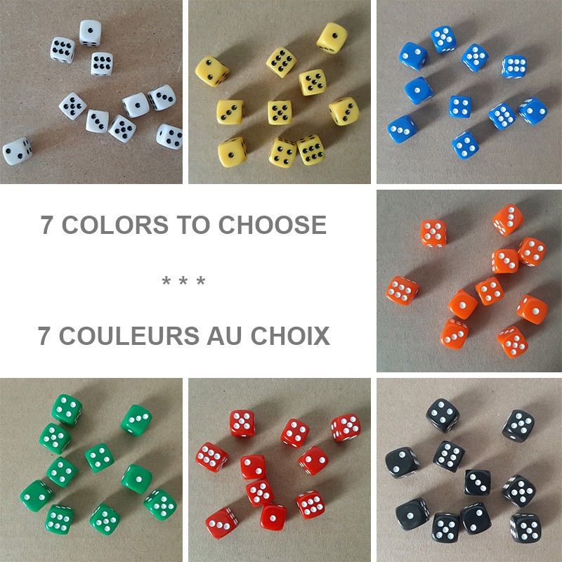 Set of 10 six sided dice, color to choose