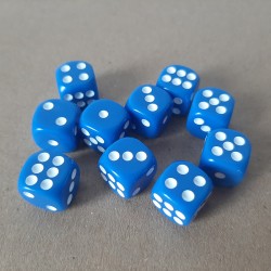Set of 10 blue six sided dice